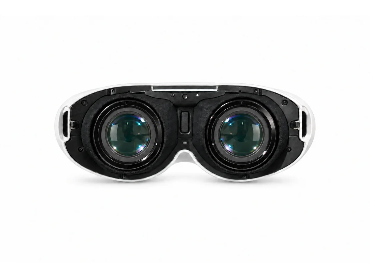 Close-up of HONSVR prescription lens inserts fitted inside Pimax Dream Air SE